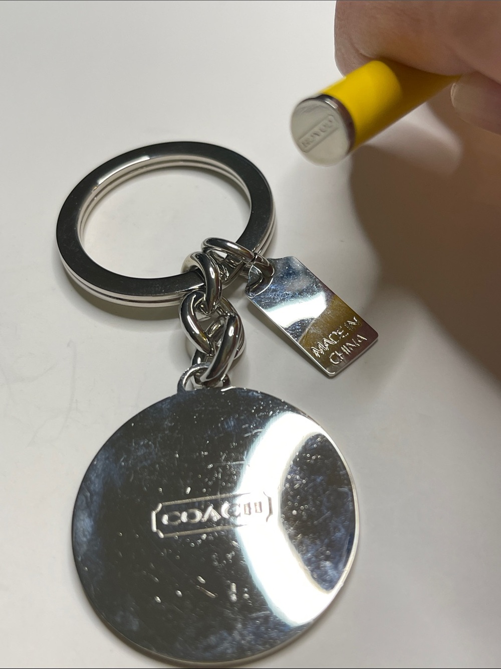 COACH Yellow Smiley Face Keychain and Coach Pen - Picture 4 of 5
